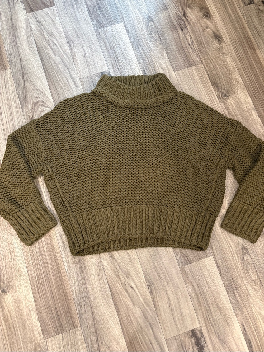 Free People Olive Green Chunky Turtleneck Sweater My Only Sunshine Sweater XL